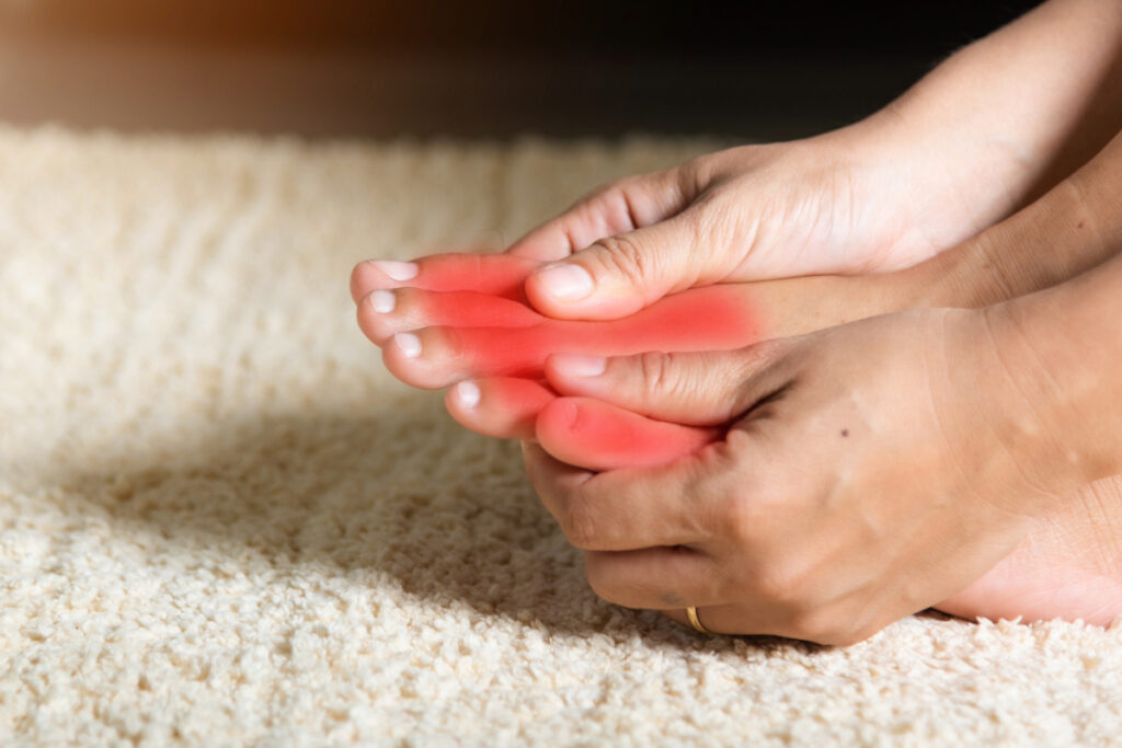 Close up of feet with stress fracture